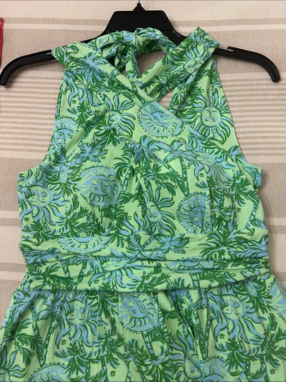 Lilly Pulitzer Lime Green and Light Blue Palm Print Dress - Picture 10 of 11